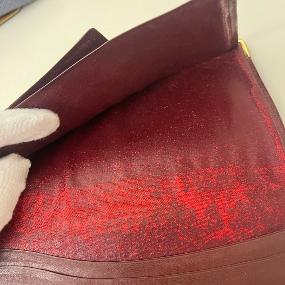 Cartier Burgundy Leather Card Holder with Gold Detail - Picture 7 of 14